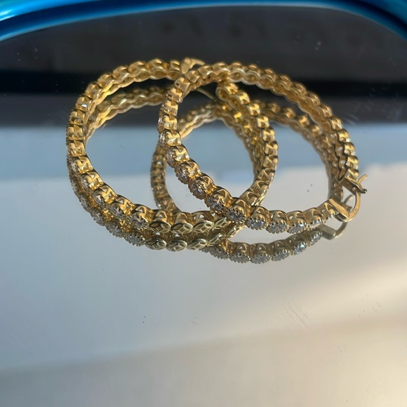 Mini Gold and Rhinestone Hoop - Picture 3 of 3